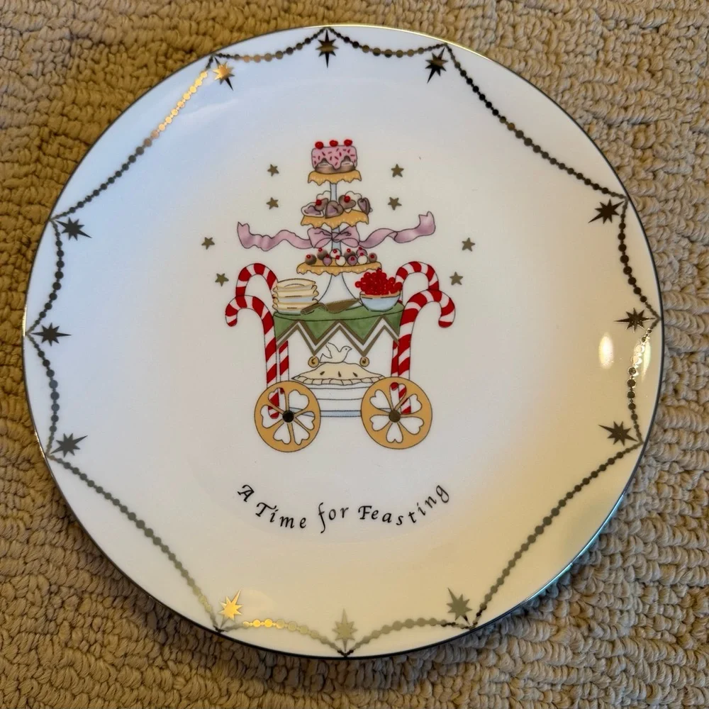 🎄🎅 NWT - Lenox Merry and Bright set of 4 Christmas dessert plates